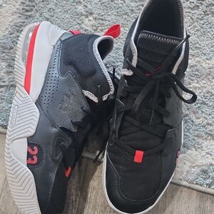 Jordan Black and Red Athletic Shoes